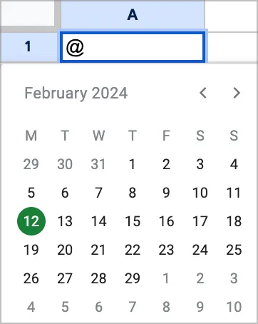 How to add a calendar in a cell — Sheets