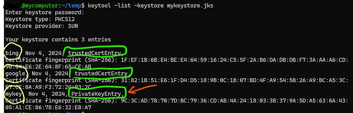 How to Check Java Keystore JKS File for Private Keys