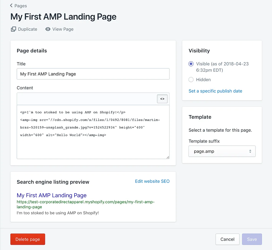How to Create a Simple AMP Landing Page Template in Shopify