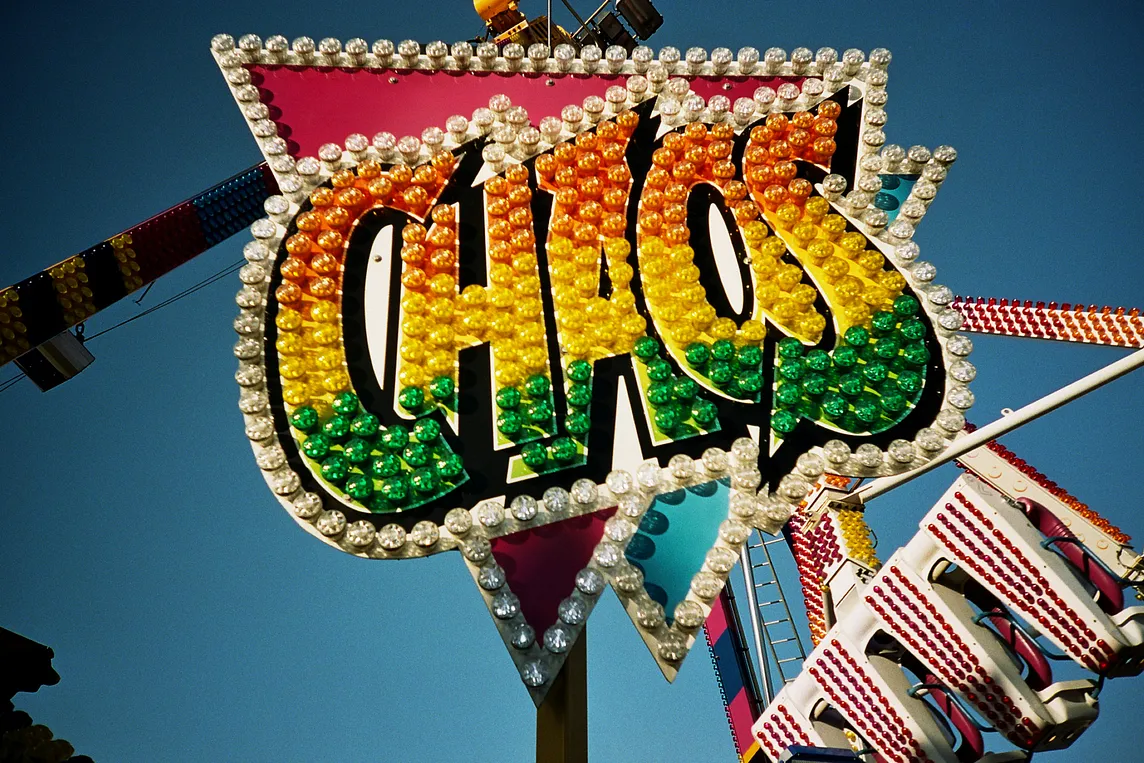 sign with chaos on it