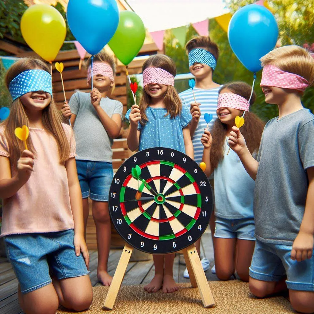 ‘Children playing darts blindfolded’, generated by DALL-E 3