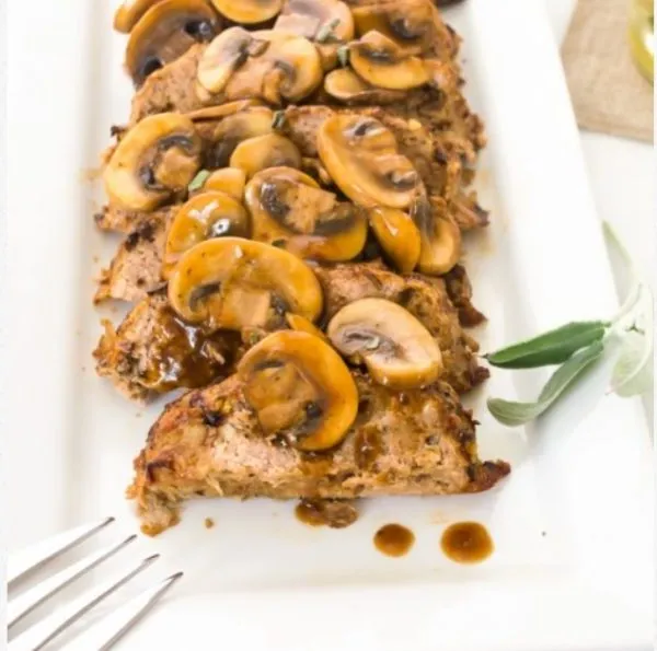 lidia’s turkey meatloaf with mushroom sauce