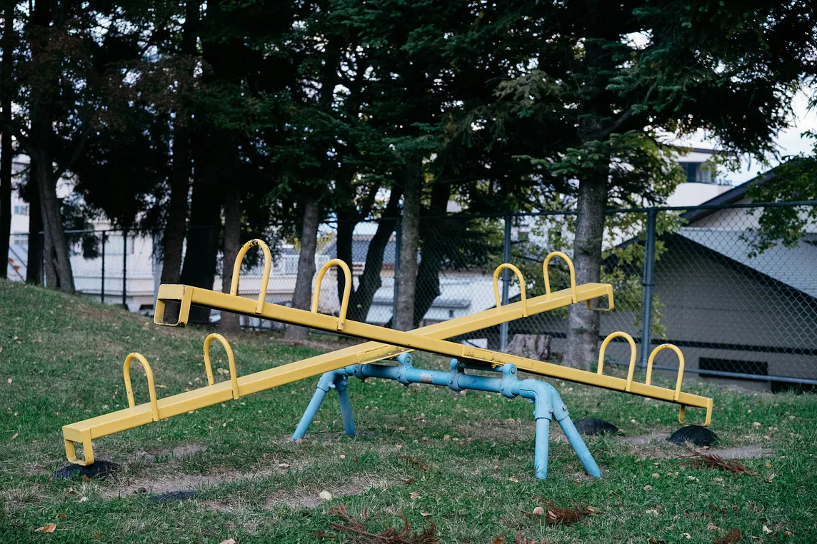 Two seesaws at a park