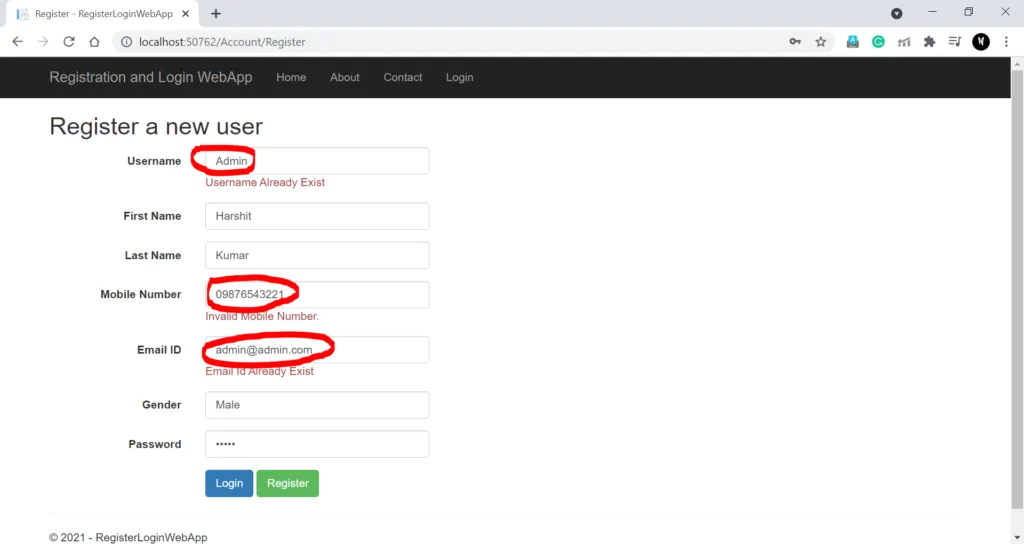 Registration & Login in ASP.NET MVC Using Entity Framework 6.0