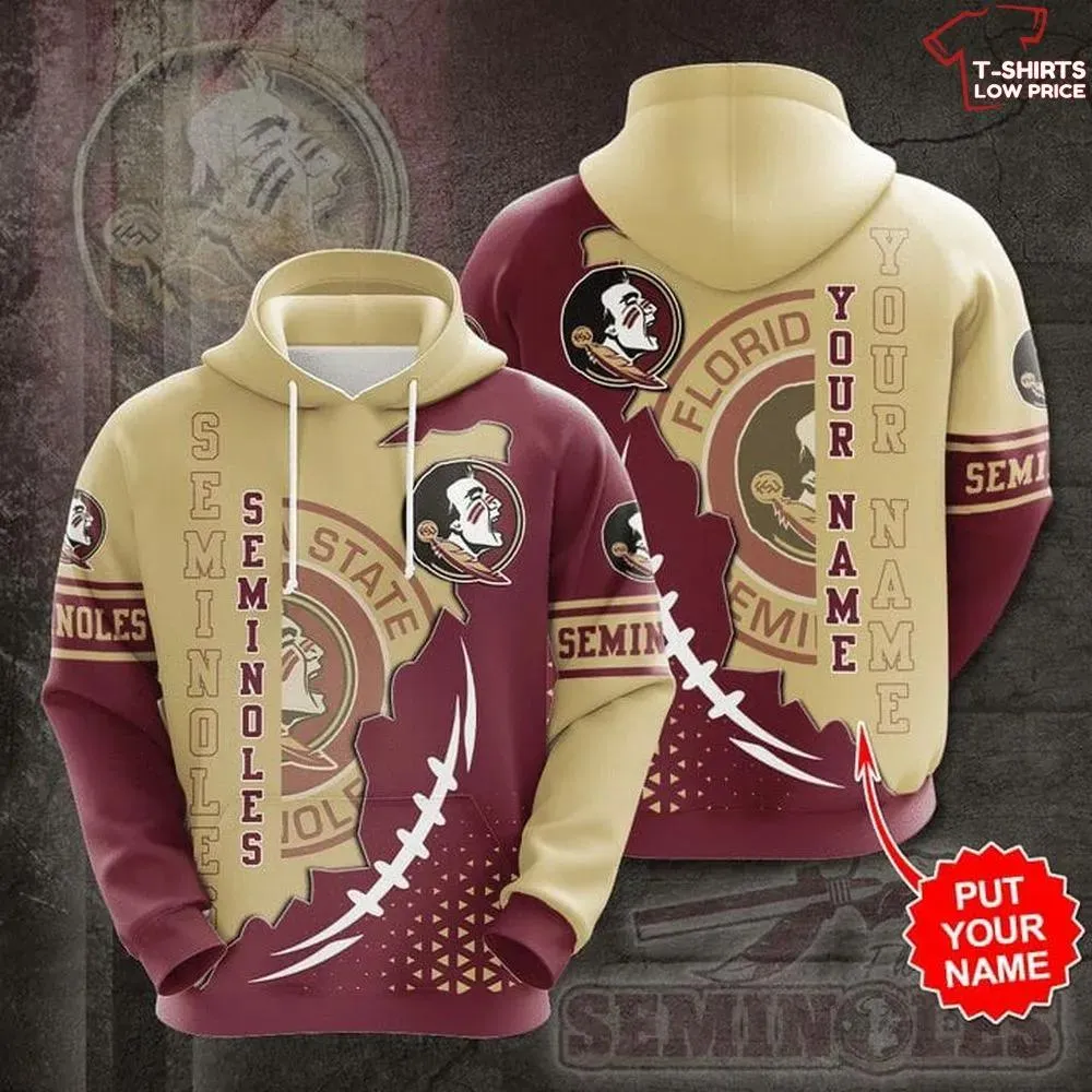 Personalized NCAA Florida State Seminoles Gold 3D Hoodie All Over Printed