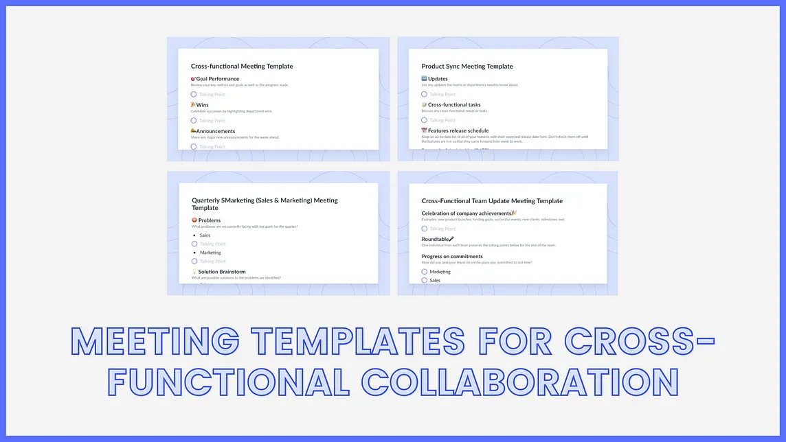 7 Meeting Agenda Templates for Cross-Functional Collaboration between Teams