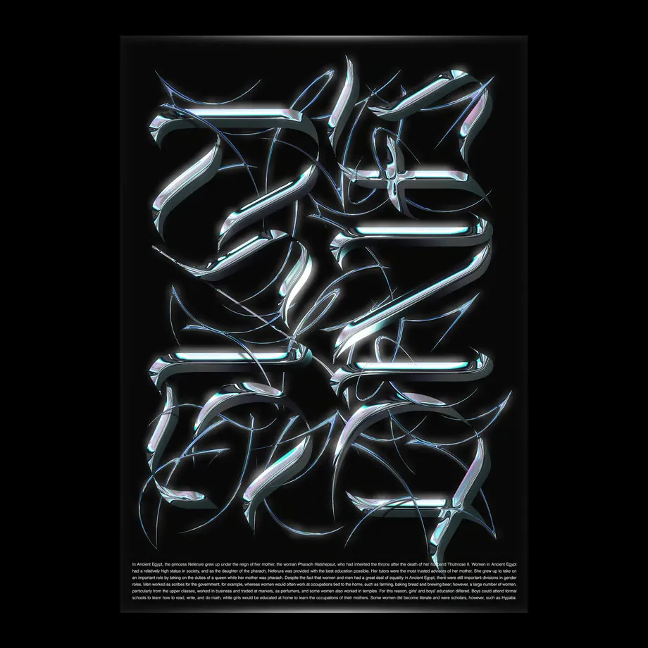 Tech Inspired Metal Poster Using Chrome Typography