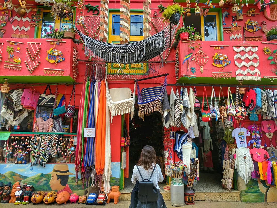 A brightly coloured craft shop