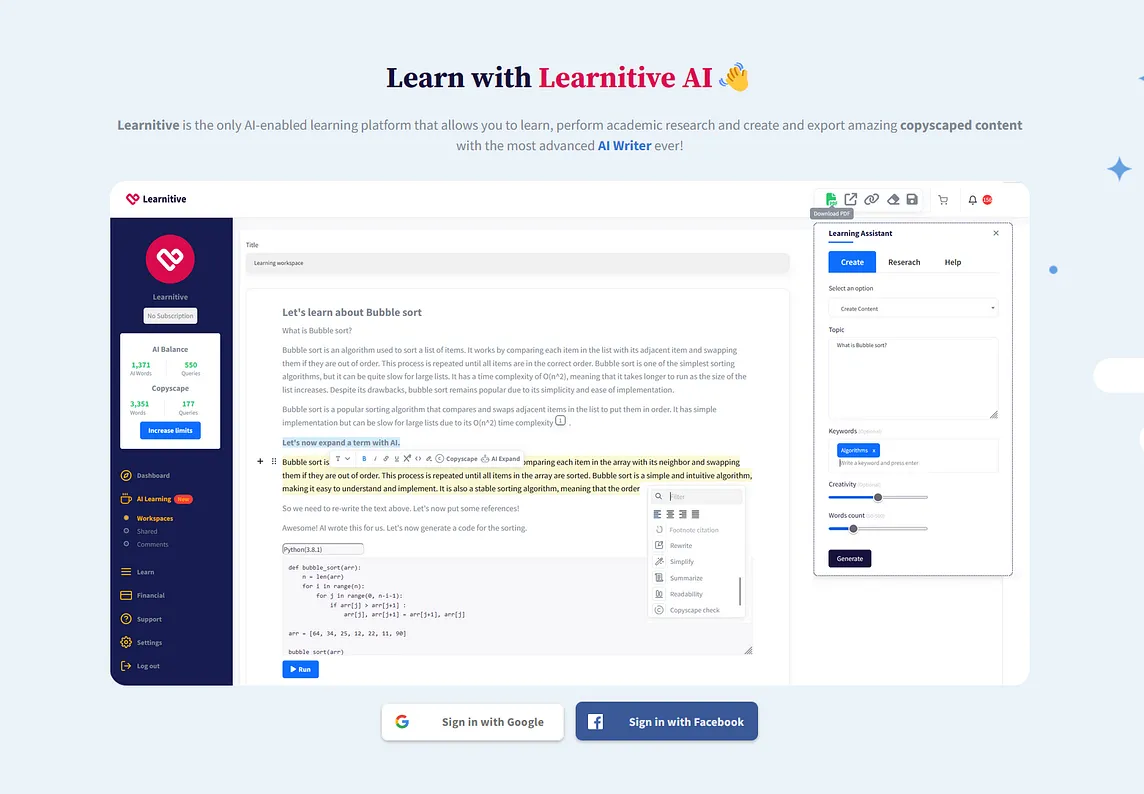 Learn with Learnitive AI