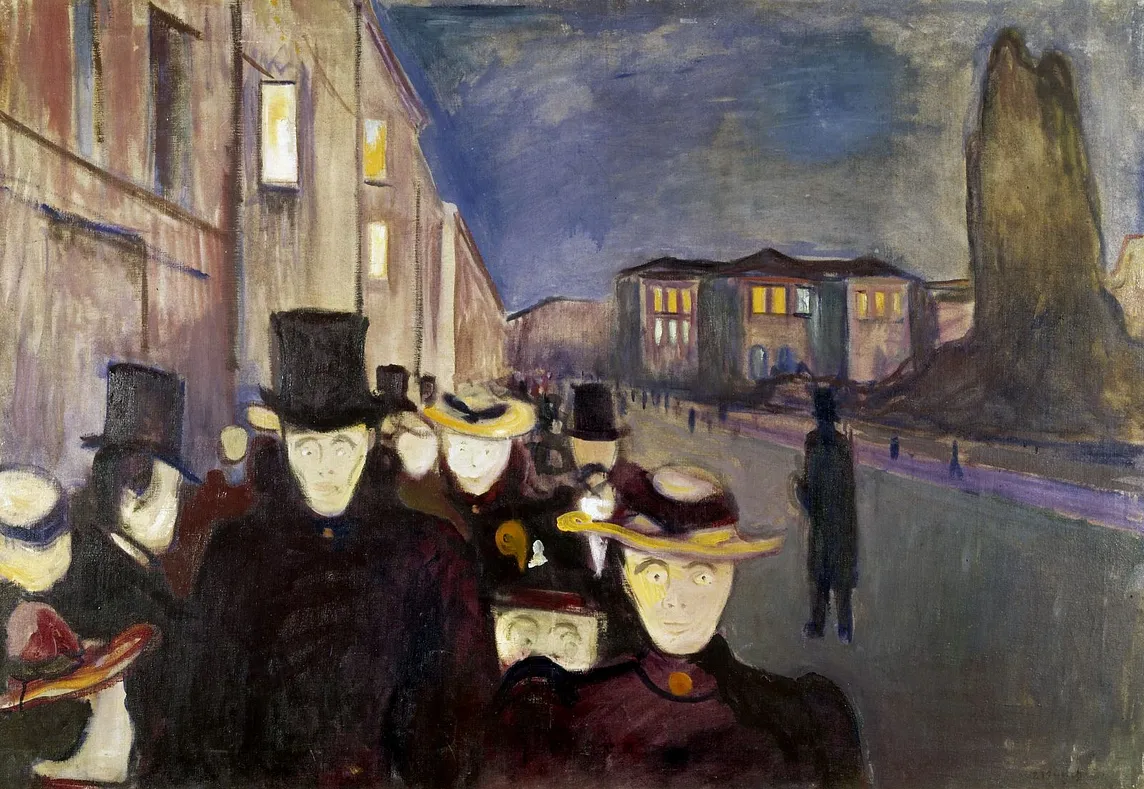 Evening on Karl Johan Street by Edvard Munch (1892)