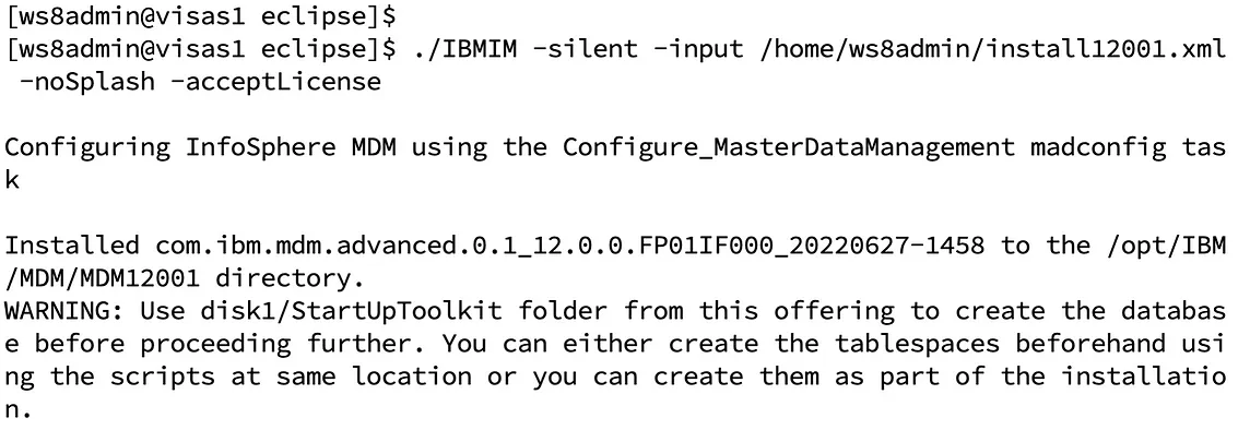 IBM Master Data Management v12 and Feature Packs — Silent installation