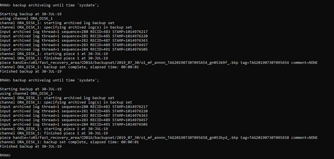 Oracle RMAN Backup Optimization ON and backup archivelog command.