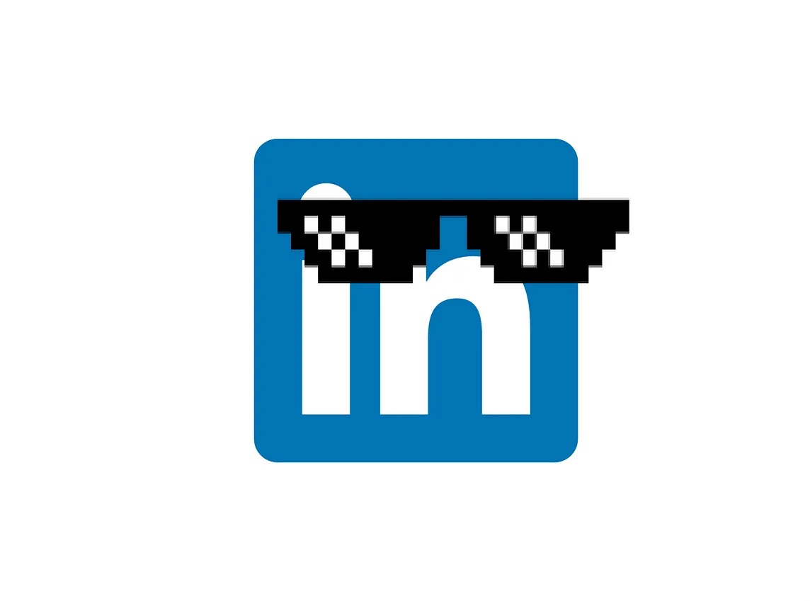 LinkedIn logo with cool glasses