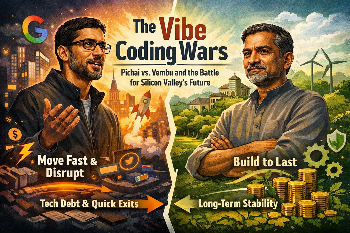 The Vibe Coding Wars: What the Pichai-Vembu Divide Reveals About Silicon Valley’s Future