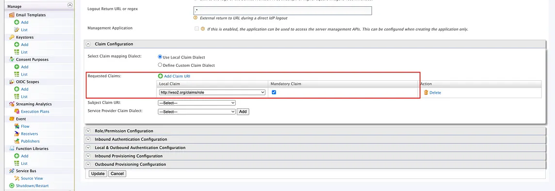 How to Include the Role Claim as a Requested Claim in Service Provider by Default