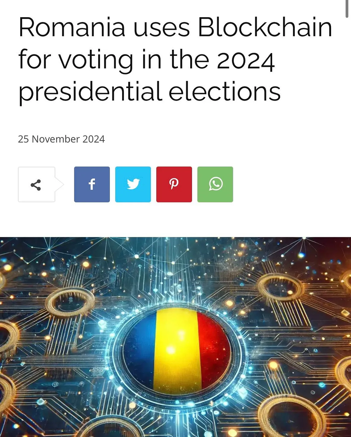 Romania Implements Blockchain Technology for Real-Time Election Vote Monitoring