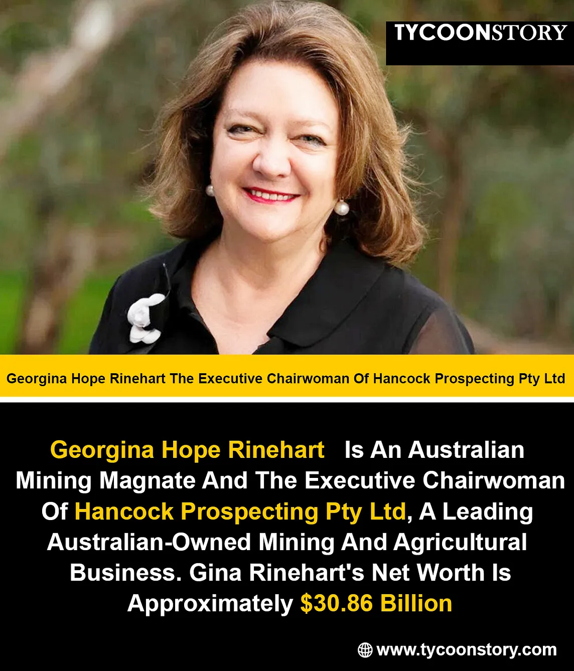 Georgina Hope Rinehart The Executive Chairwoman Of Hancock Prospecting Pty Ltd