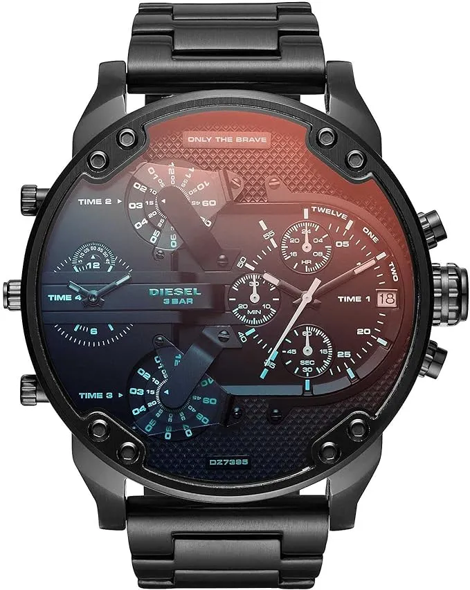Diesel Mr. Daddy Men’s Multifunctional Watch with Silicone, Stainless Steel or Leather Strap
