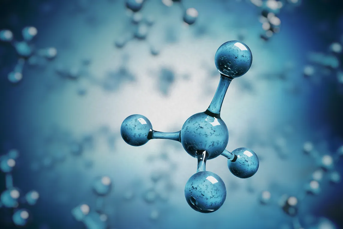 3D Rendering of a methane molecule