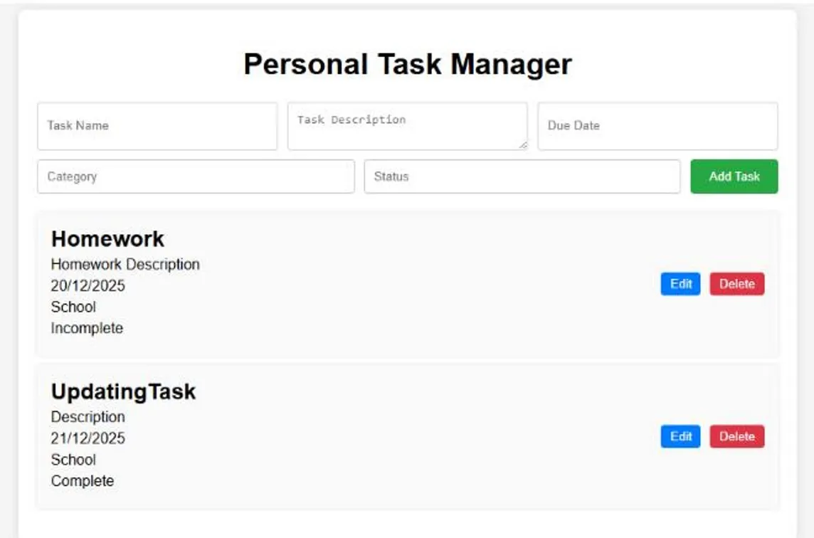 Building the Personal Task Manager: A Journey of Learning and Innovation