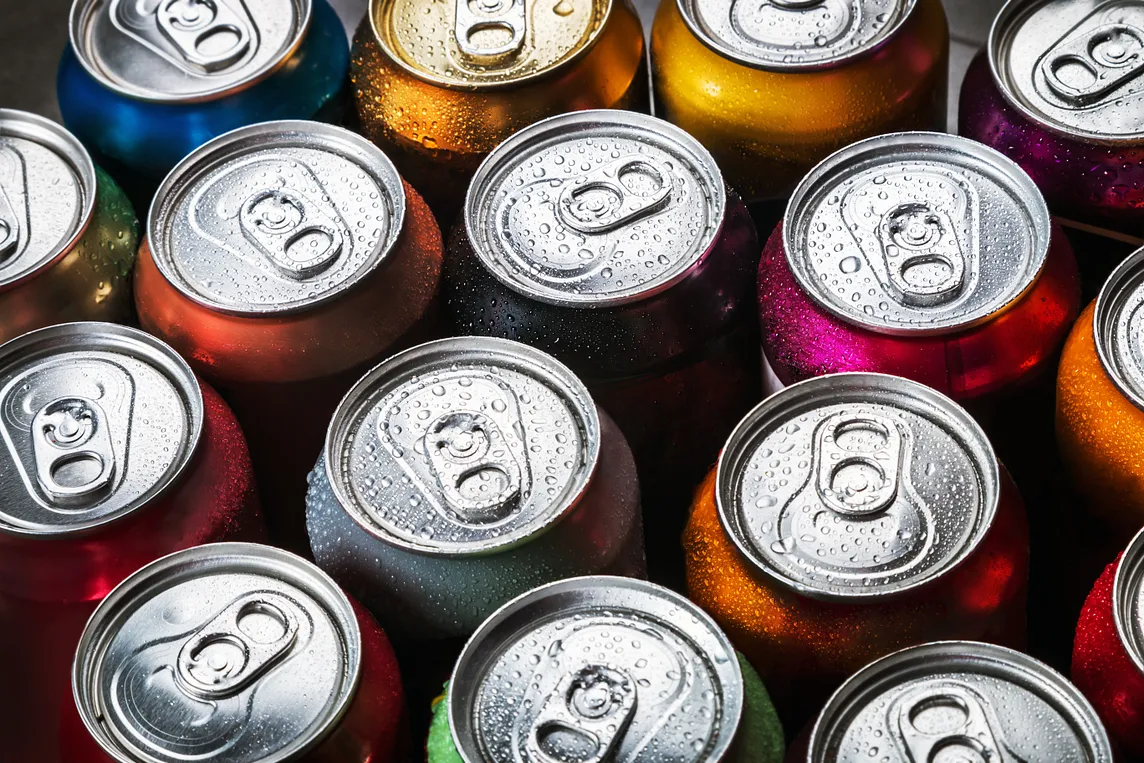 image of the tops of multi-colored aluminum pop-tab cans