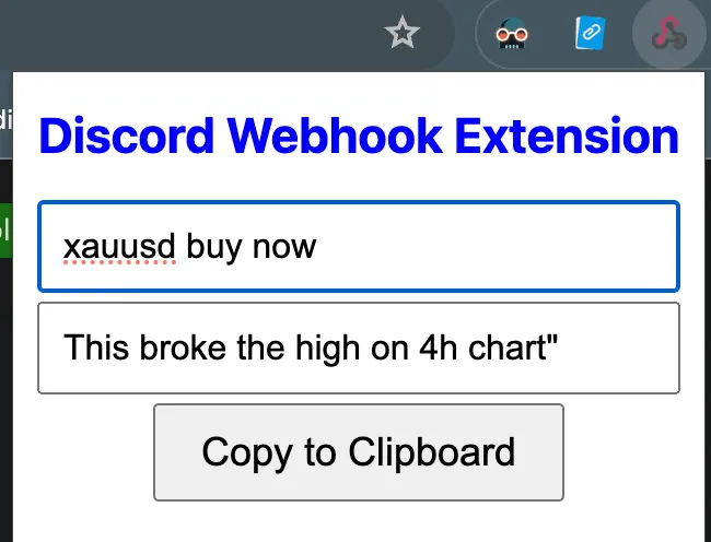 Chrome extention for Discord webhook for Trading view