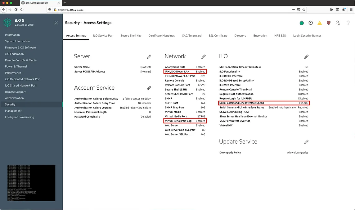 How to enable IPMITOOL/VSP login on HPE Server ILO5