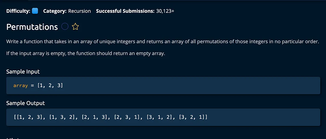 Leetcode medium” Permutations SULUTION