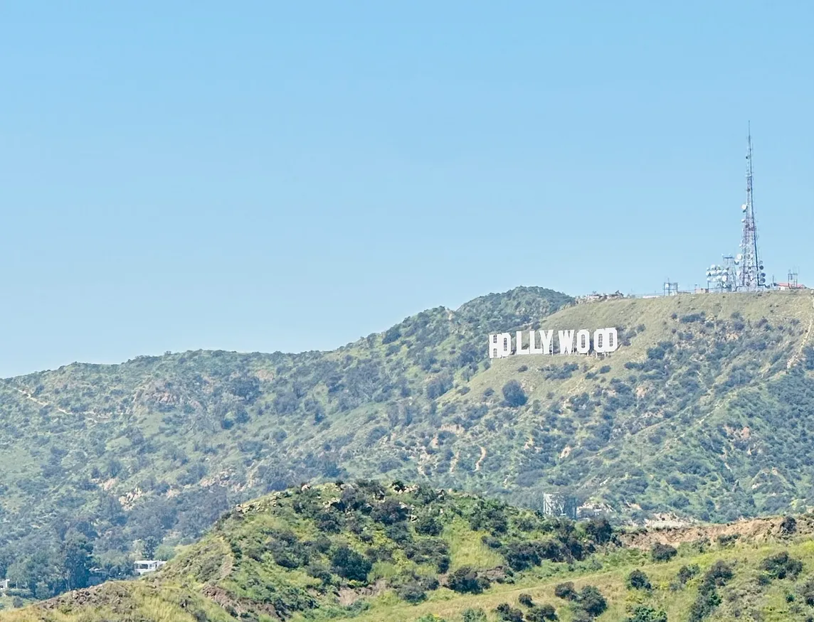 Picture of Hollywood sign in front of Green Hollywood hills