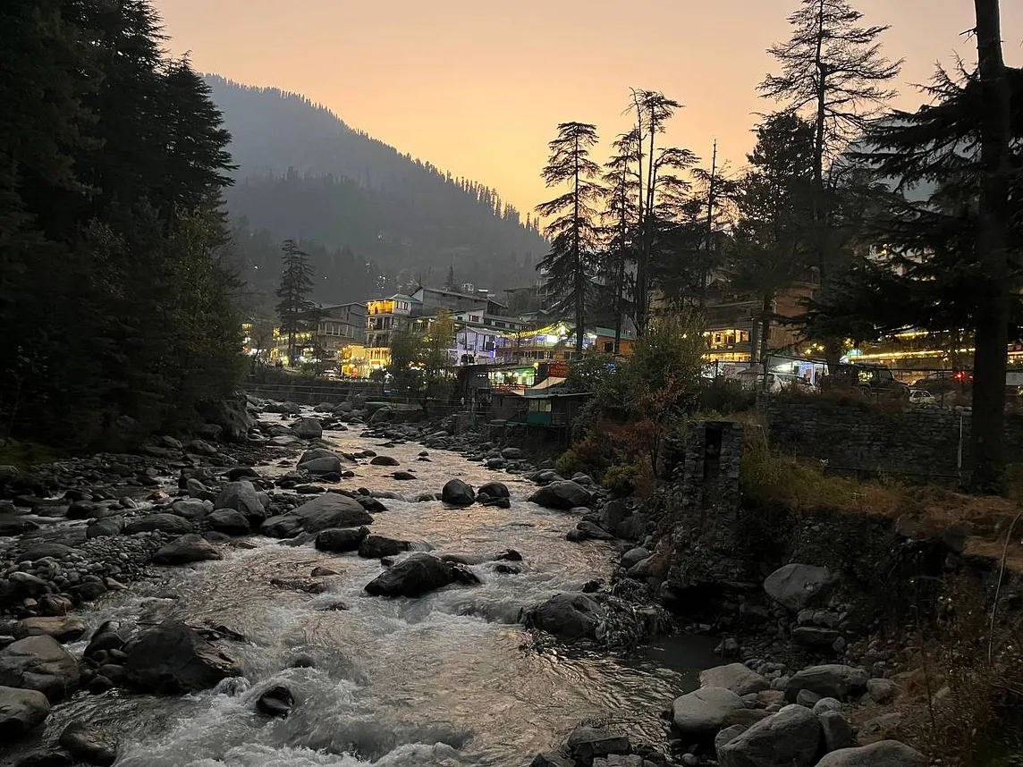 Beas river and deodar trees of Manali