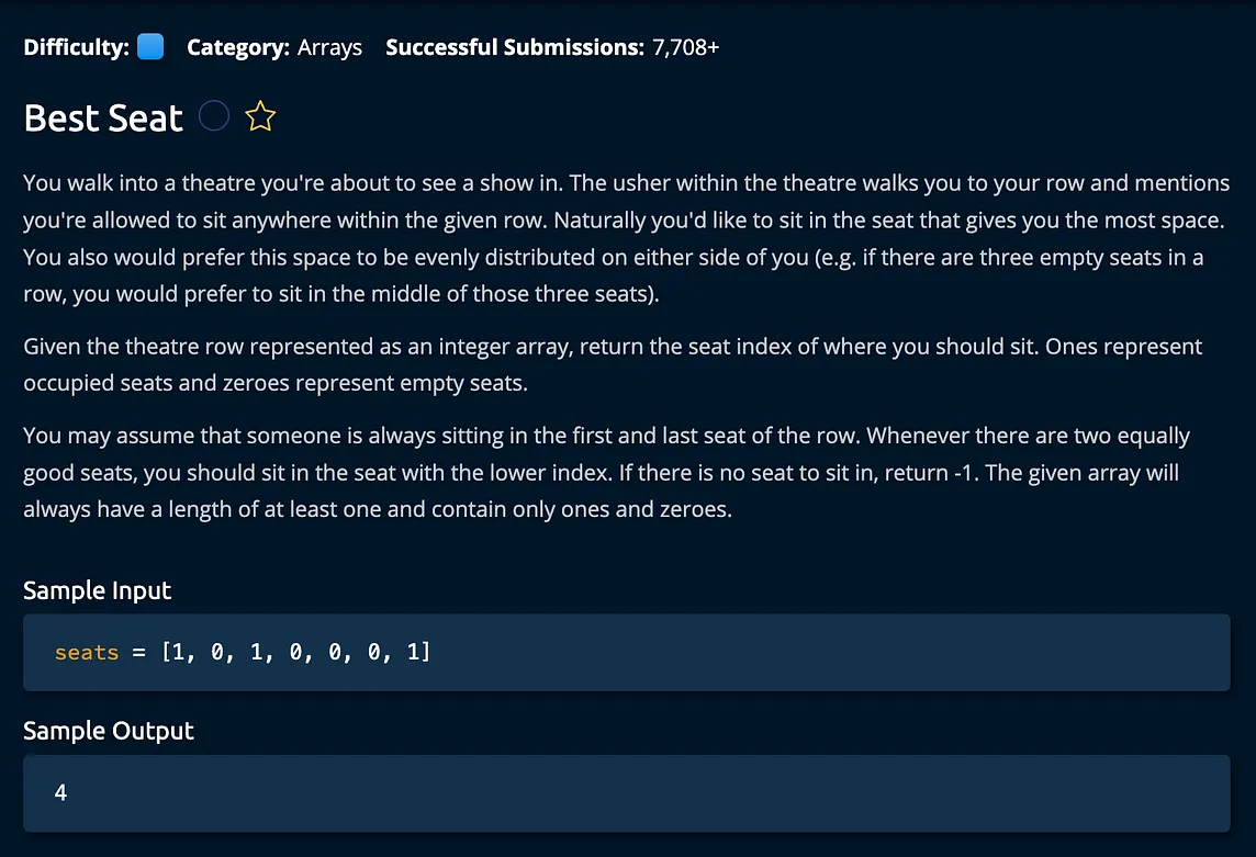 Leetcode Medium: Best Seat