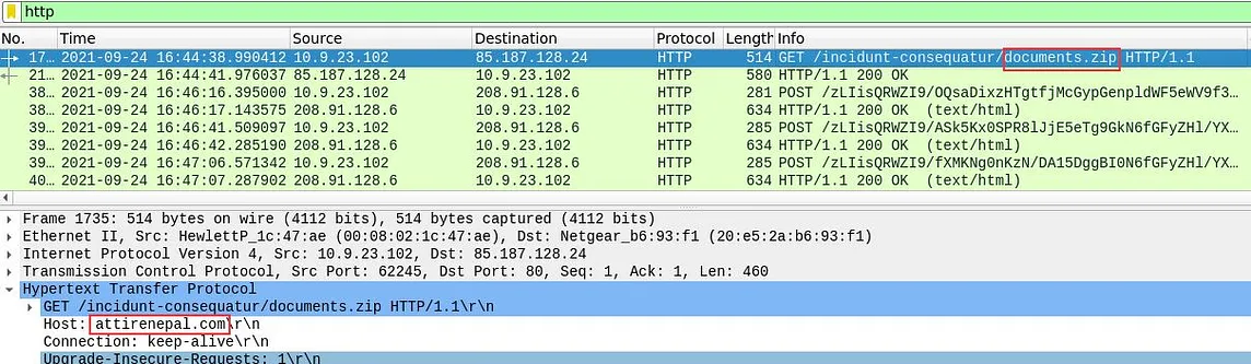 TRY HACK ME: Write-Up Carnage-Malware Investigation using Wireshark