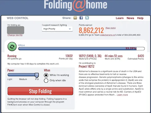 Folding@Home — Contribute idle computer processing power to science research