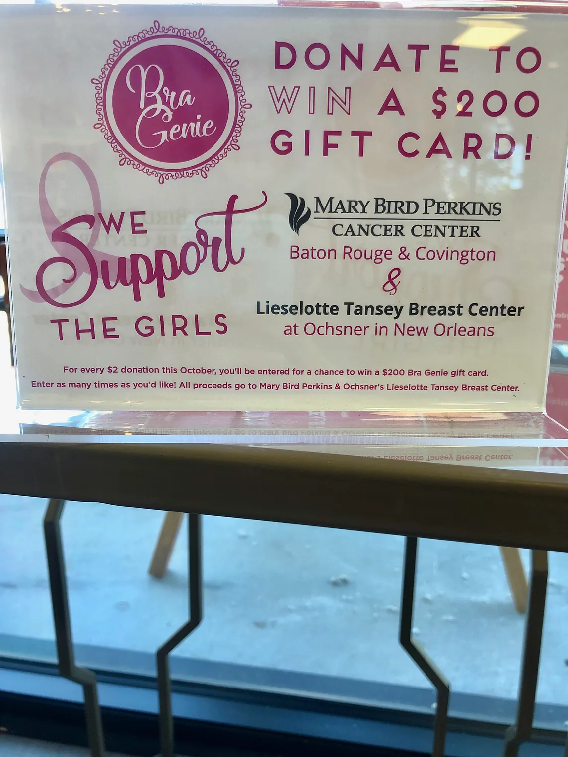 Bra Genie is raising money to give to local cancer centers in the Southeastern Louisiana area throughout the month of October