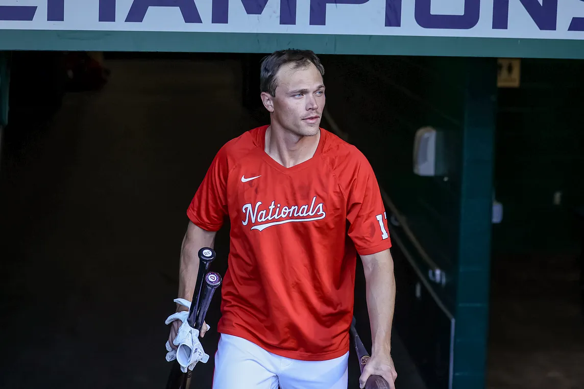 Alex Call takes the field before the Nationals’ game against the Baltimore Orioles.