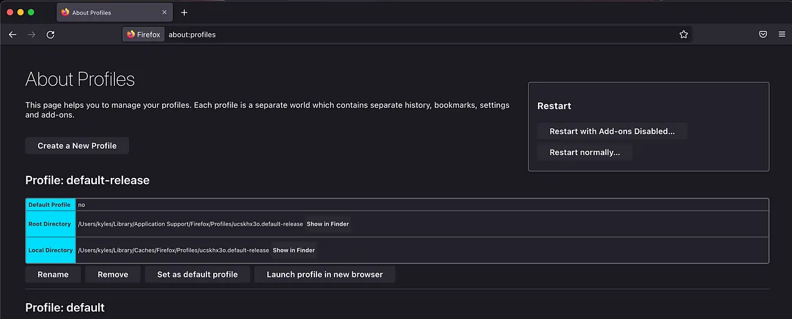 Firefox, about:profiles