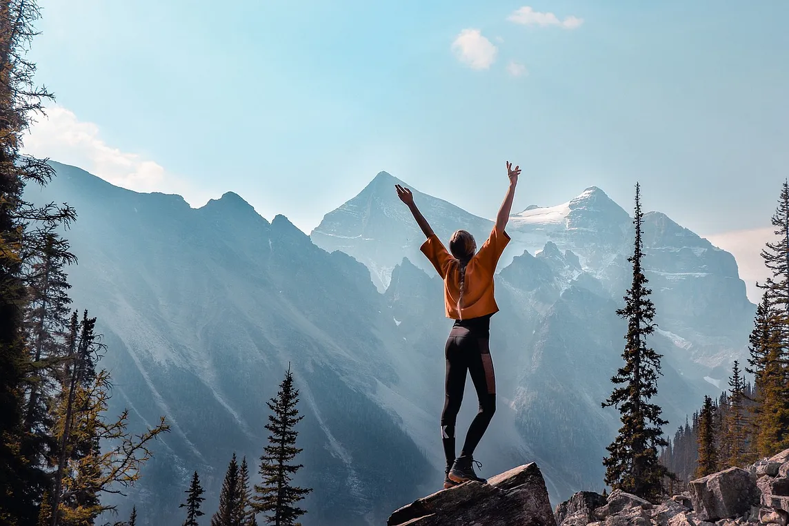 Woman in mountains