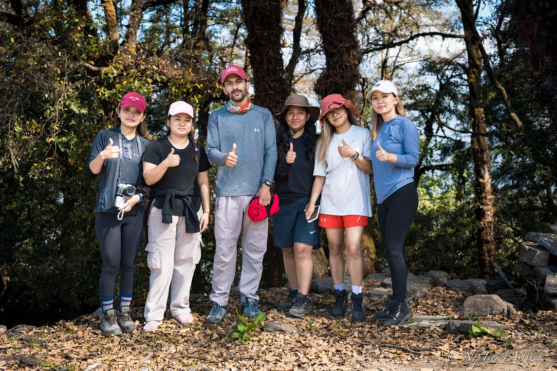 Five female trekker from NepTrek posing for a photograph during Gosaikunda Trekking on June 2, 2023.