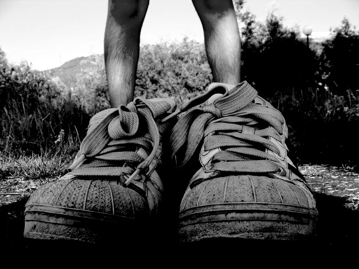 Saying Hello to his Shoes