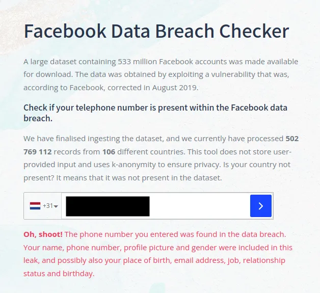Found My (old) Phone Number in a Data Leak