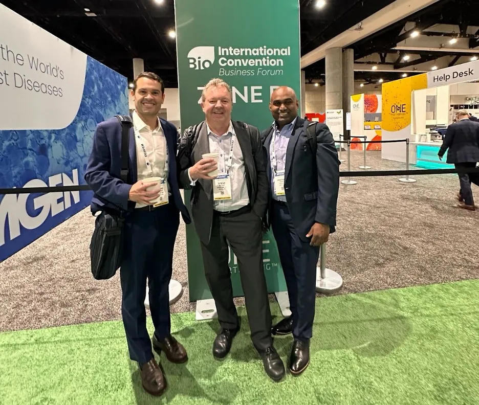 Variant Bio’s André Singer, Steve Bryant, and Prathap Kasina at the BIO International Convention in San Diego