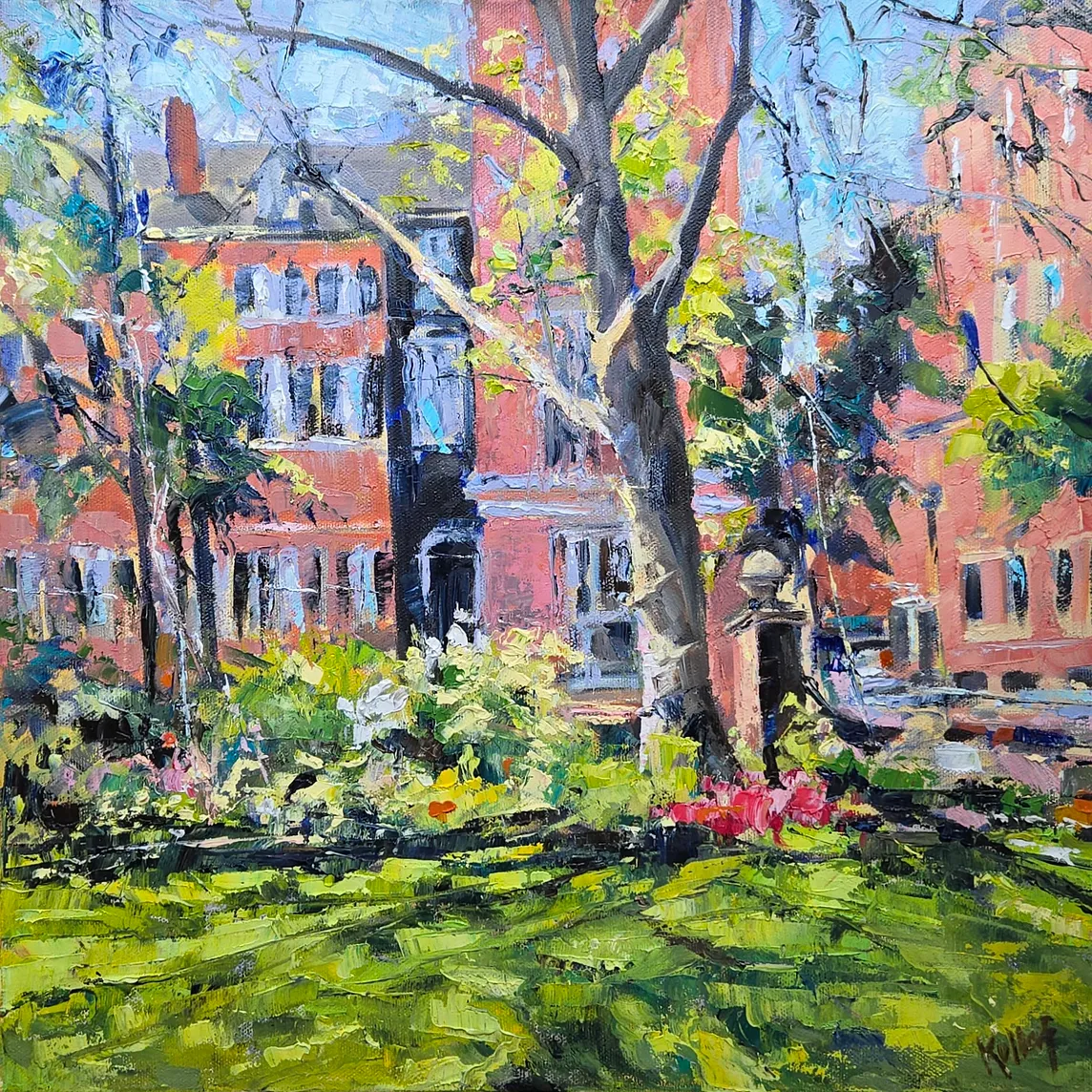 Oil painting of Washington Square Park in Philadelphia by Anne Kullaf ©2025