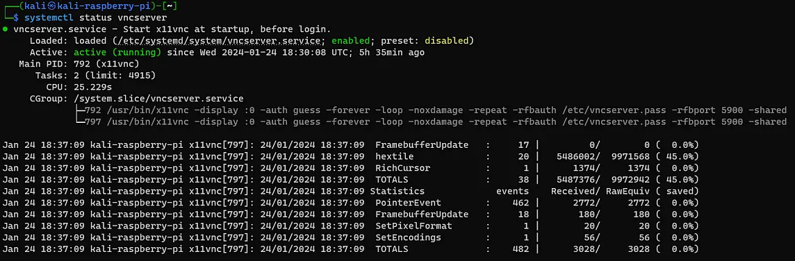 Kali setup on Raspberry Pi: Part 3, Setup VNC server and client