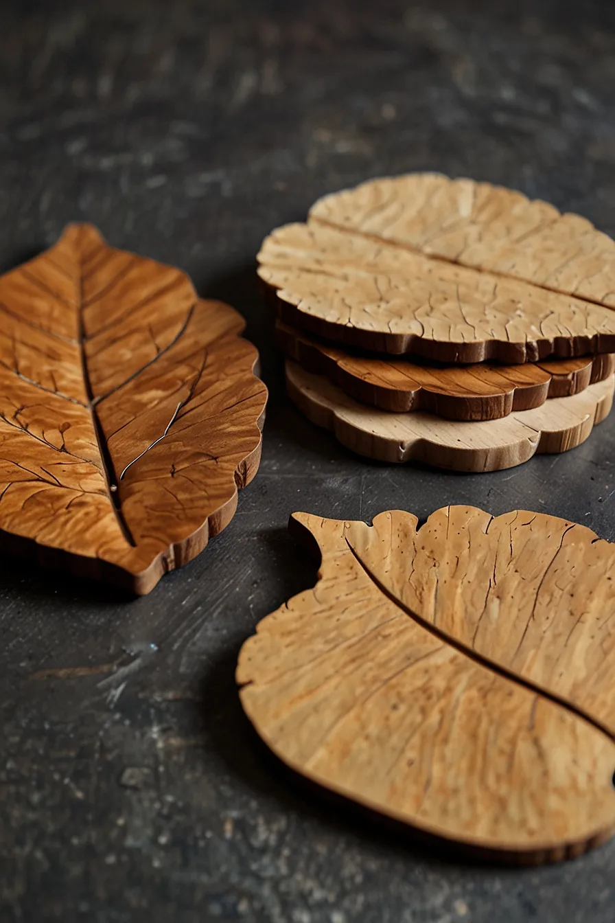 Leaf-Shaped Wooden Coasters: Crafting Seasonal Elegance for Your Home