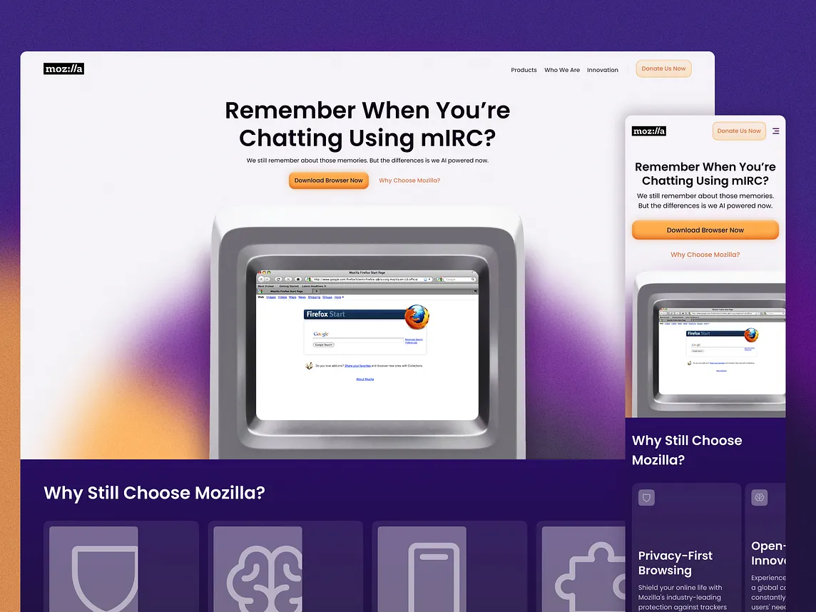 Back to Good Old Times | Mozilla Org. Landing Page Design