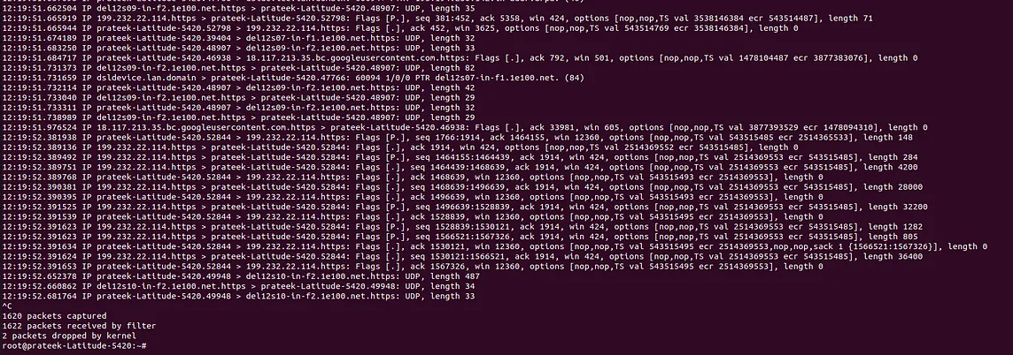 Use of tcpdump Command in Ubuntu 18.x.x to 22.x.x to inspect and capture network packet data