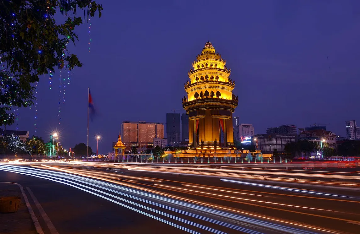 Phnom Penh night view.