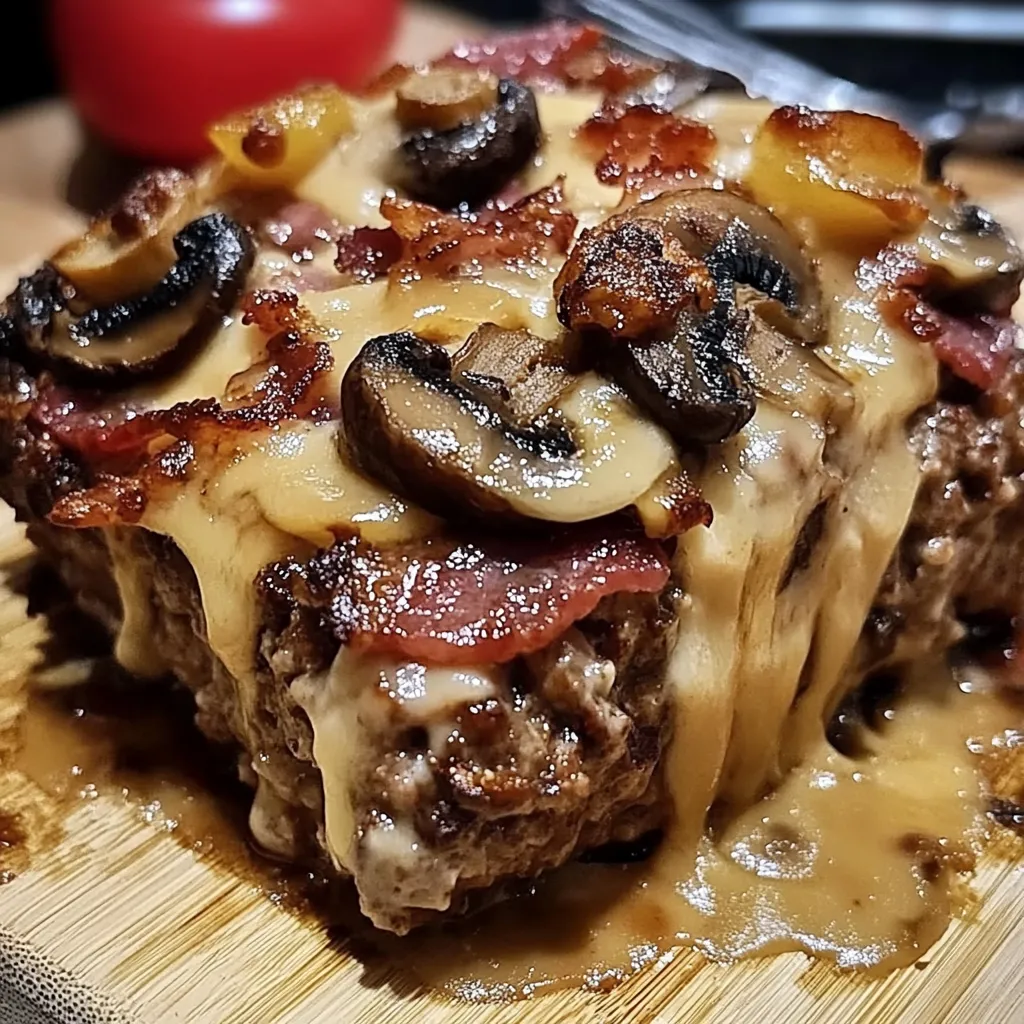 Bacon Mushroom Swiss Cheese Meatloaf