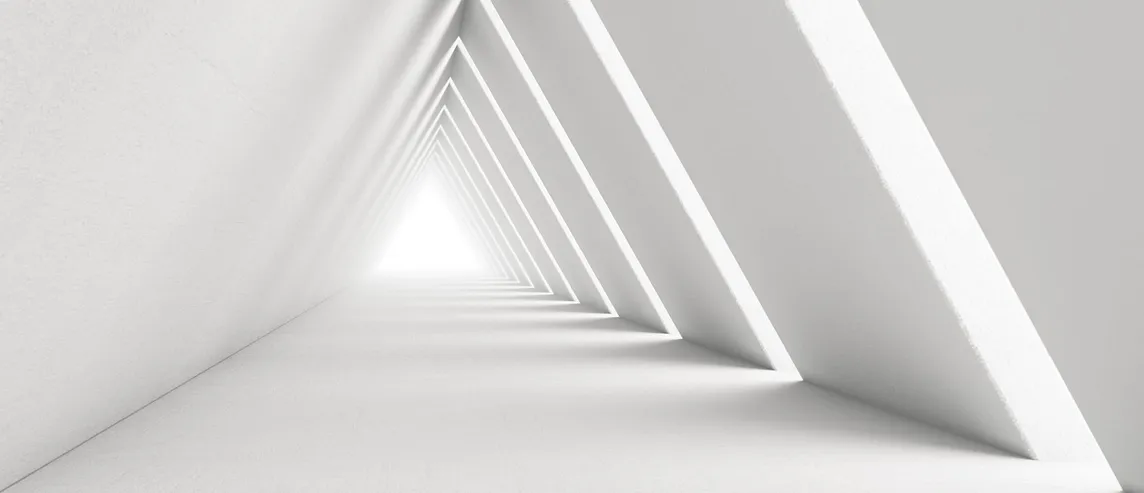 White corridor with bright lighting.