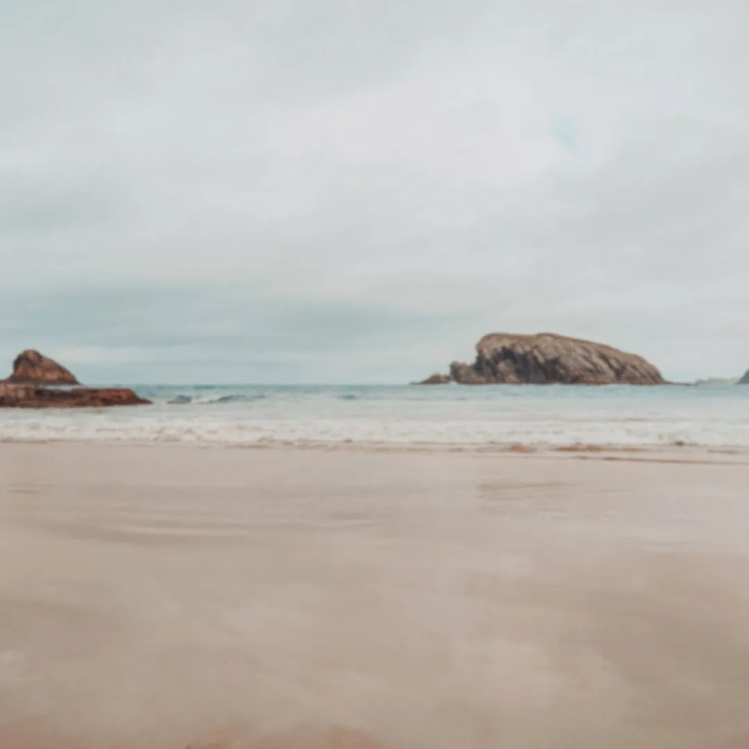 Sandy Beach with waves crashing